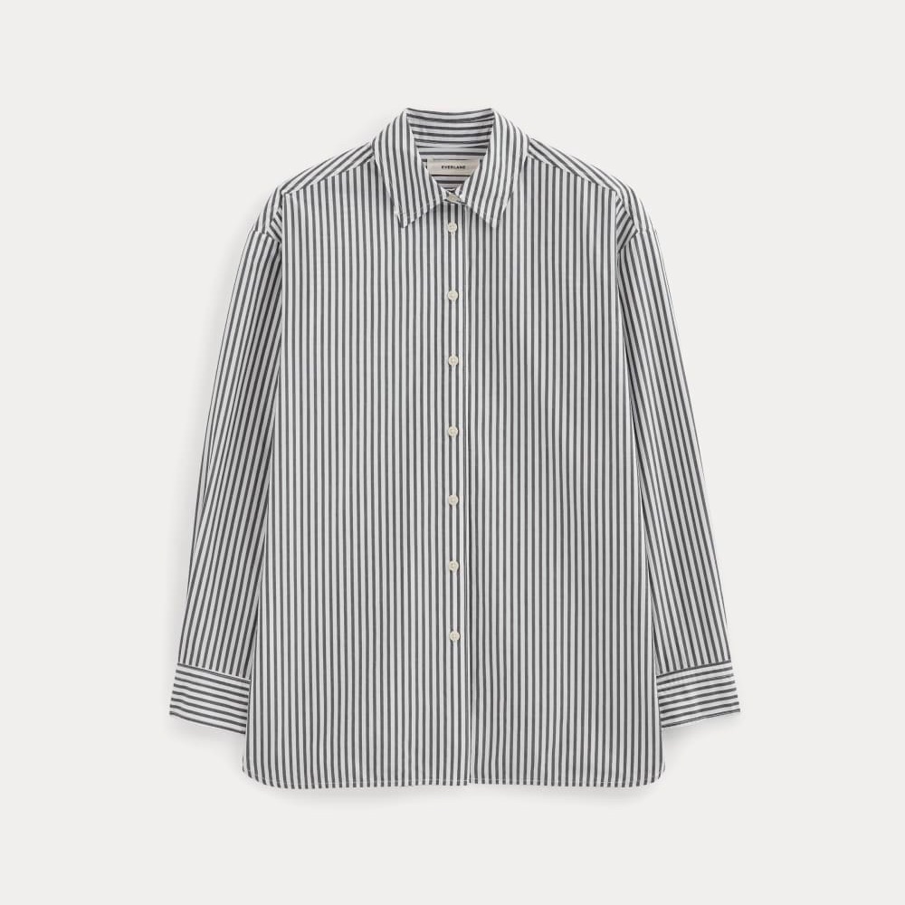 Everlane Blue/White Striped Boyfriend Shirt ultra soft cotton Sz 16